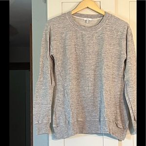 Clu heather gray sweatshirt with back like a taffeta fabric (not sure), size S